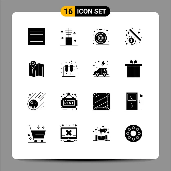 Universal Icon Symbolen Groep Van Moderne Solid Glyphs Van Pin — Stockvector