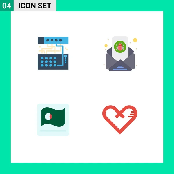 Mobile Interface Flat Icon Set Mit Piktogrammen Von Analogen Bangladesh — Stockvektor