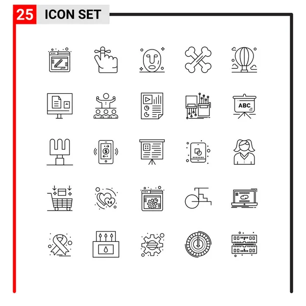 User Interface Line Pack Modernos Signos Símbolos Montaña Globo Máscara — Archivo Imágenes Vectoriales