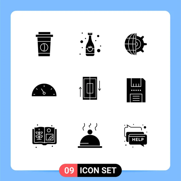 Set Commercial Solid Glyphs Pack Phone Synchronization Globe Sync Performance — Vector de stock