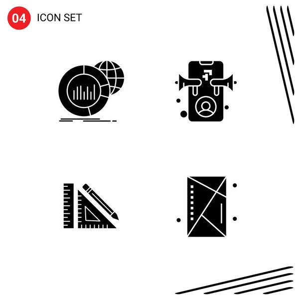 Pack Señales Símbolos Sólidos Modernos Para Medios Impresión Web Tales — Vector de stock