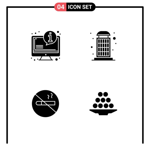 Pictogram Set Simple Solid Glyphs System Smoking Information Phone Health — 스톡 벡터