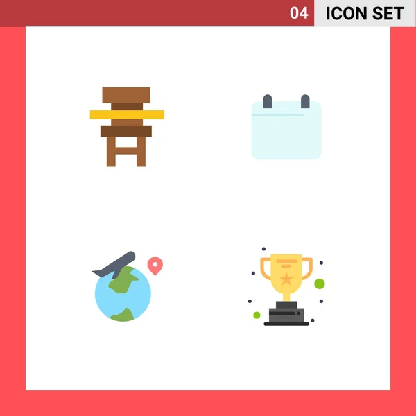 Flat Icon Concepto Para Websites Móvil Silla Apps Mundo Educación — Vector de stock