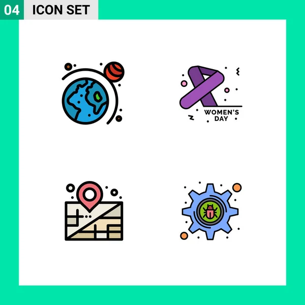 Universal Icon Symbols Group Modern Filledline Flache Farben Der Astronomie — Stockvektor