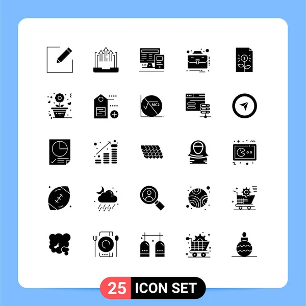 Solid Glyphs Signs Symbols Business Suitcase Computer Case Business Editable — 스톡 벡터