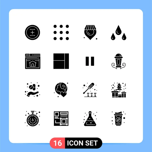 Thematic Vector Solid Glyphs Editable Symbols Home Page Web Location — Stockový vektor
