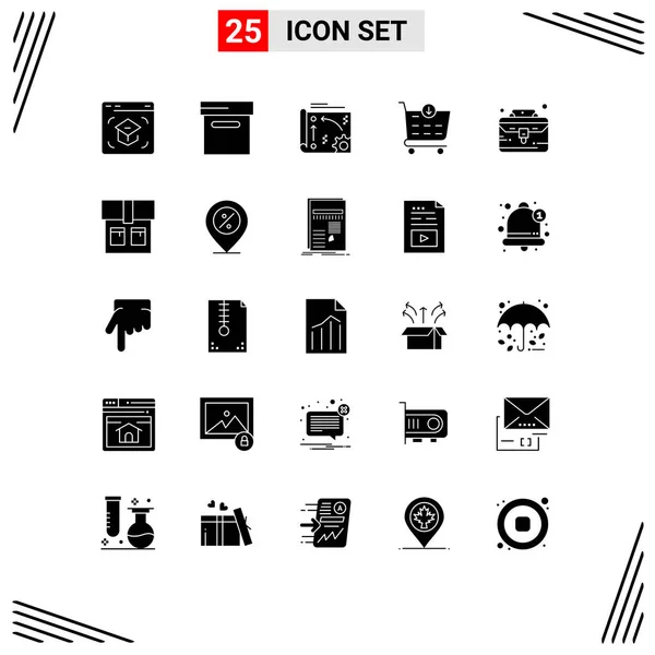 Stock Vector Icon Pack Líneas Símbolos Para Portafolio Caja Negocio — Vector de stock