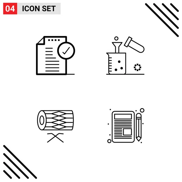 Set Van Moderne Pictogrammen Symbolen Voor Goedkeuring Test Kennisgeving Wetenschap — Stockvector