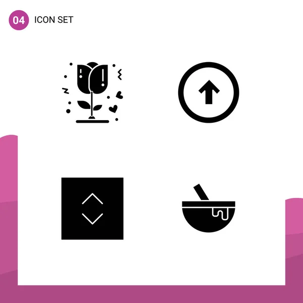 Interface Usuário Solid Glyph Pack Modern Signs Symbols Flower Arrows — Vetor de Stock