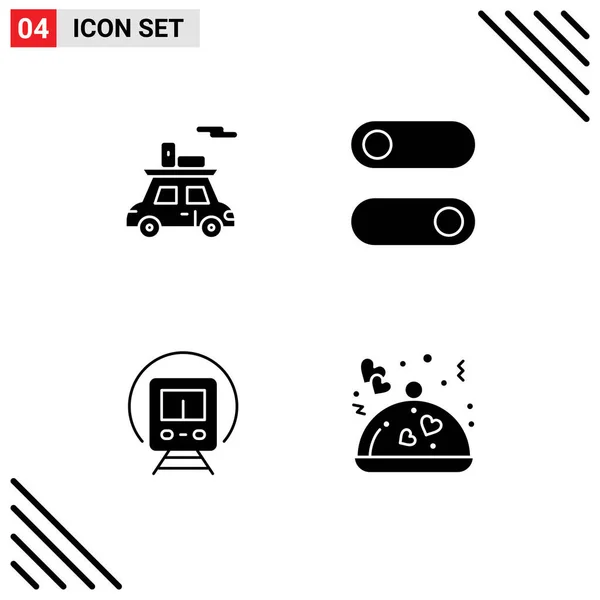 Universal Icon Symbols Group Modern Solid Glyphs Car Tramway Vehicle — Stock Vector