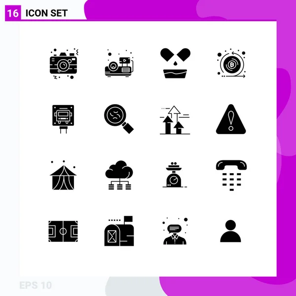 Creative Icons Modern Signs Sysymbols Sign Bus Drug Token Currency — Vector de stock