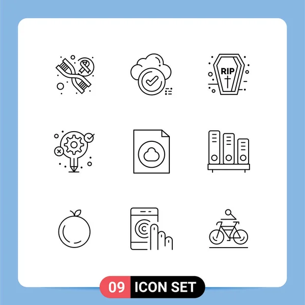 Stock Vector Icon Pack Mit Zeilenzeichen Und Symbolen Für Dokument — Stockvektor