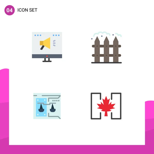 Set Commercial Flat Icons Pack Copyright Online Fence Digital Editable — Vector de stock