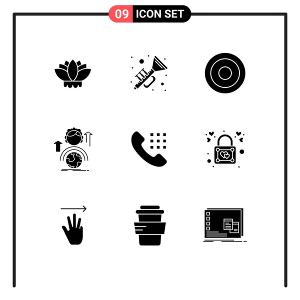 Stock Vector Icon Pack Mit Zeilenzeichen Und Symbolen Für Wählscheibe — Stockvektor