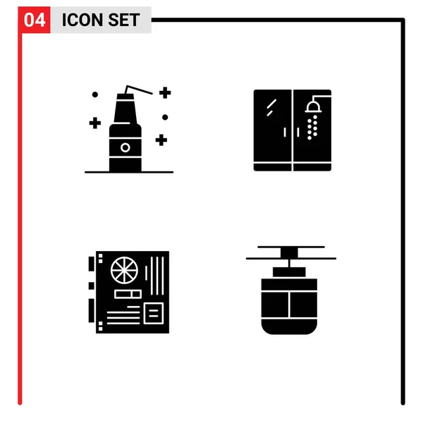 Universal Icon Symbols Group Modern Solid Glyphs Bomb Mainboard Weapons — 스톡 벡터
