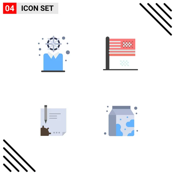 Set Vector Flat Icons Grid Business Contract Personal Decline File — Archivo Imágenes Vectoriales
