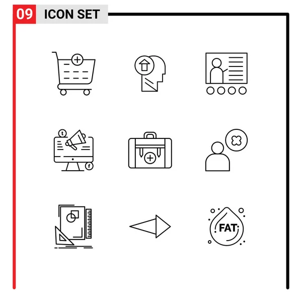 Concepto Línea Para Websites Mobile Apps Megafonía Medios Comunicación Social — Archivo Imágenes Vectoriales