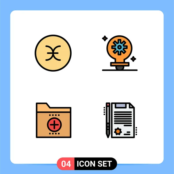 Icône Vectorielle Paquet Signes Symboles Ligne Pour Poissons Documents Symboles — Image vectorielle