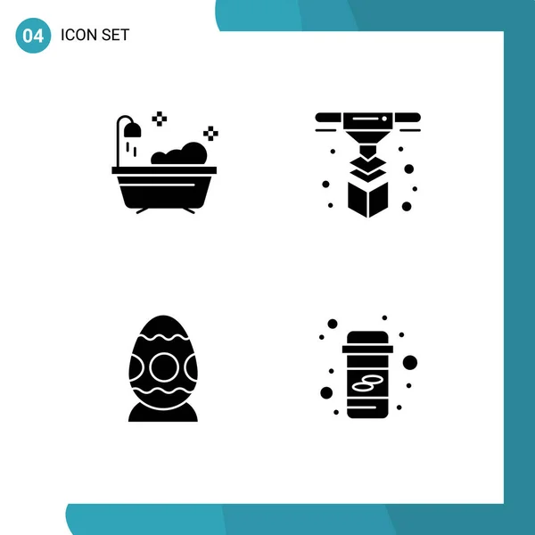 Pictogram Set Simple Solid Glyphs Bathroom Easter Egg Modeling Layer — Stock Vector