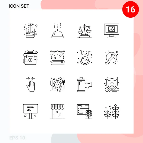 Mobile Interface Outline Set Pictograms Kit Emergency Justice Aid Screen — Vector de stock