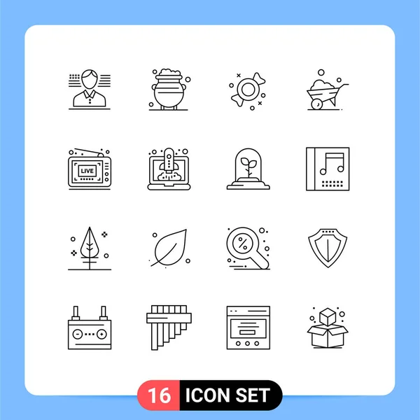 Stock Vector Icon Pack Znaki Symbole Linii Dla Wideo Live — Wektor stockowy