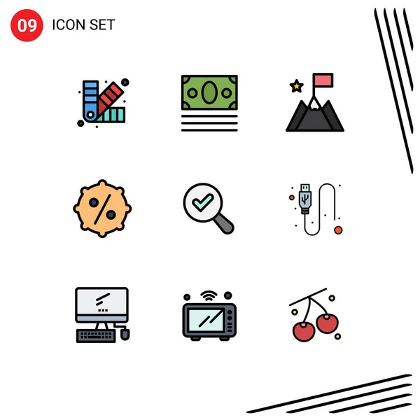 Set Modern Icons Sysymbols Signs View Find Achievement Sale Discount — Vector de stock