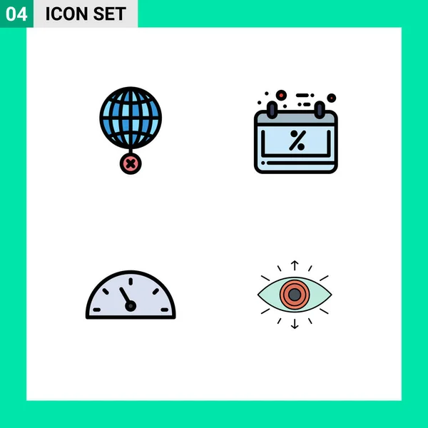 Symboles Icône Universelle Groupe Lignes Filetage Modernes Couleurs Plates Terre — Image vectorielle