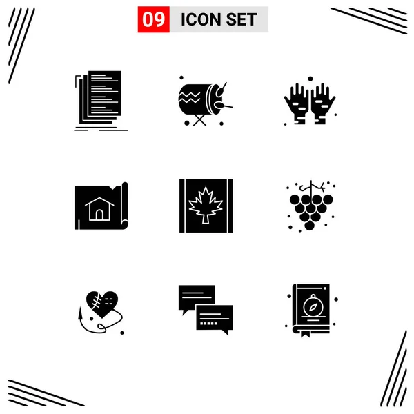 Creative Icons Modern Signs Sysymbols Flag House Announcement Map Building — Vector de stock