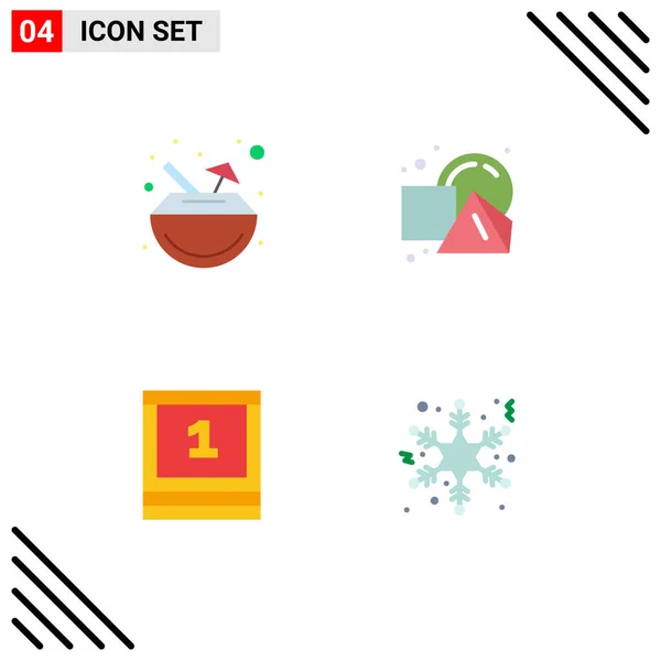 Pack Creative Flat Icons Drink Study Coconut Shapes School Editable — Stock Vector