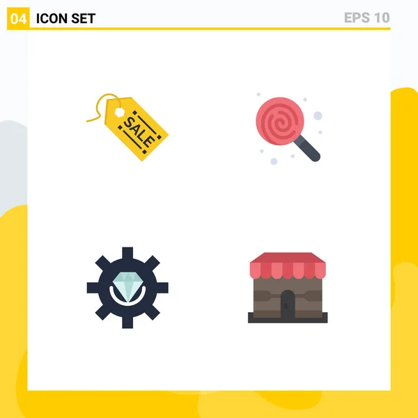 Pack Creative Flat Icons Ecommerce Develop Sale Lollipop Process Editable — Stock Vector