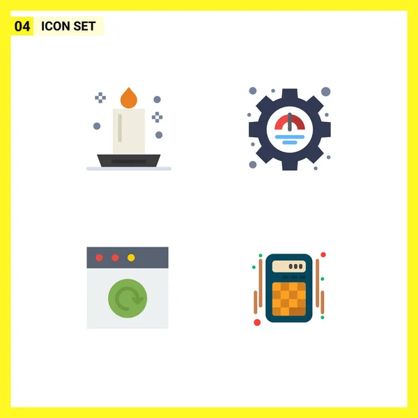 Pictogram Set Simple Flat Icons Candle App Light Excellency Reload — Stock Vector