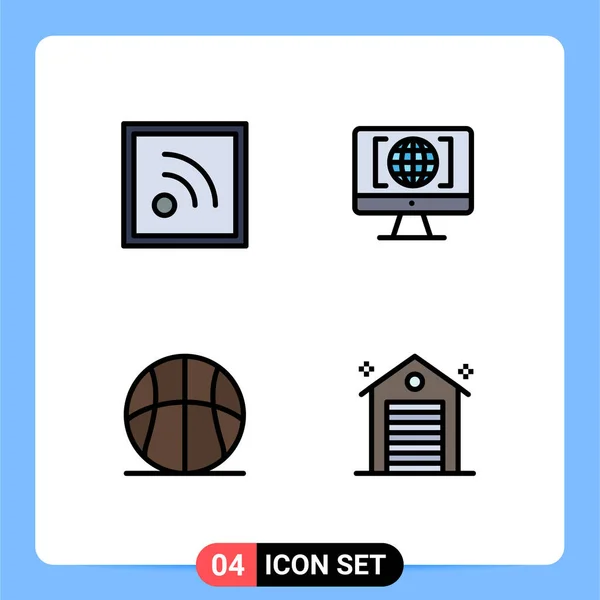 Univerzální Výplňové Ploché Barevné Značky Symboly Podavače Basketbalu Počítače Velkého — Stockový vektor