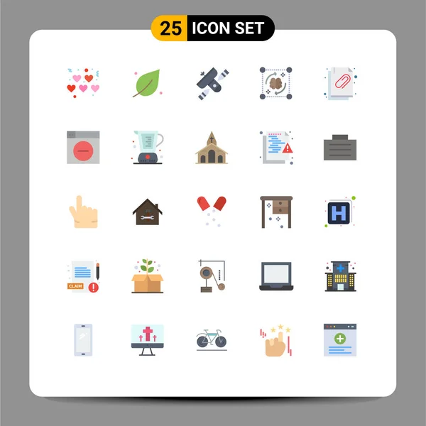 Interfaccia Utente Flat Color Pack Segni Simboli Moderni Documenti Allegati — Vettoriale Stock