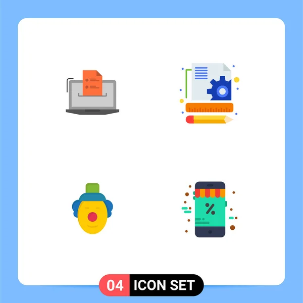 Group Flat Icons Signs Symbols Features Seo Online Web Κλόουν — Διανυσματικό Αρχείο