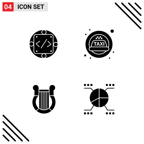 Set Commercial Solid Glyphs Pack Code Greece Management Siren History — Stock Vector