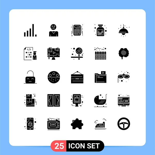 Universal Icon Symbols Group Modern Solid Glyphen Lump Home Taschenrechner — Stockvektor