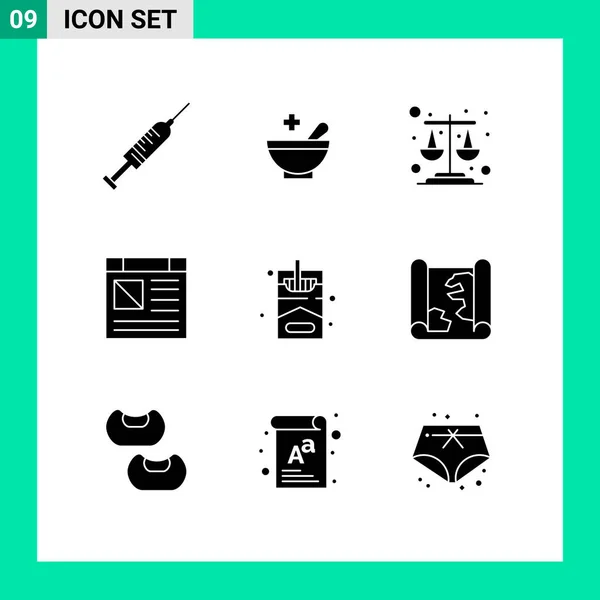 Creative Icons Modern Signs Sysymbols Hobby Smoke Balance Website Computer — Vector de stock