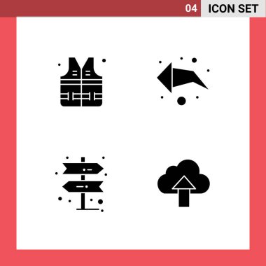 Can yeleği, ok, ok, iş, yukarı Düzenlenebilir Vektör Tasarım Elemanlarının 4 Modern Katı Sembol Grubu