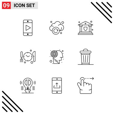 Mobil Arayüz Özeti 9 Pictogram çevre, labirent, sigorta, labirent, dnner Düzenlenebilir Vektör Tasarım Elemanları