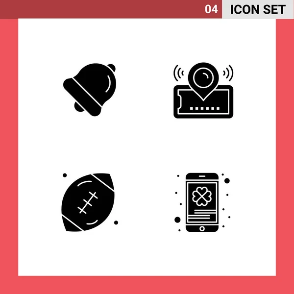Universal Icon Symbols Group Modern Solid Glyphs Alarm Ball Map — Stockový vektor