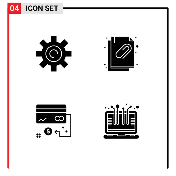 User Interface Pack Mit Basic Solid Glyphen Für Ausrüstung Karte — Stockvektor