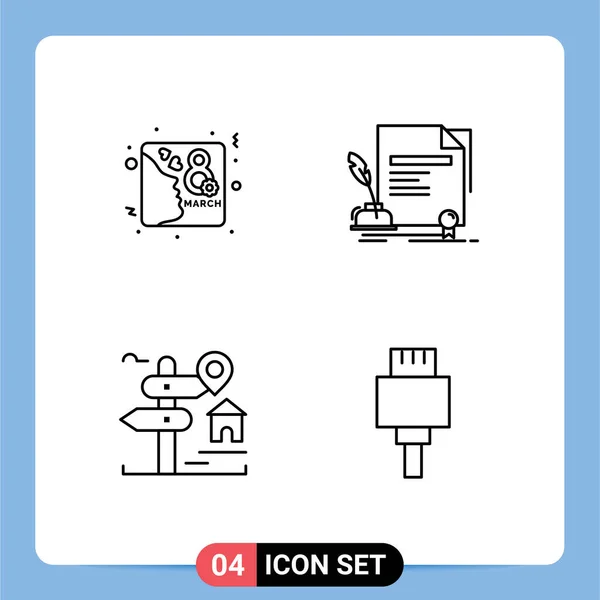 User Interface Line Pack Signes Symboles Modernes Carte Emplacement Invitation — Image vectorielle