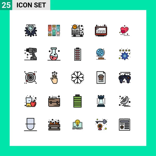 Set Modern Icons Sysymbols Signs Display Computer Clock Car Computer — Vector de stock