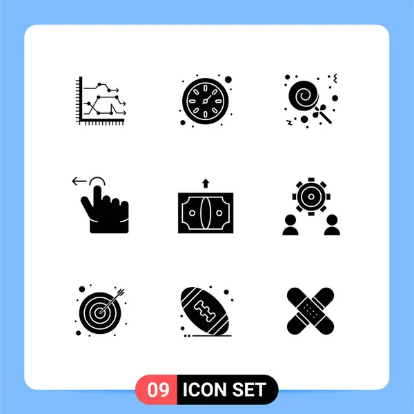 Set Modern Icons Symbols Signs Finance Back Watch Swipe Finger — Stock Vector