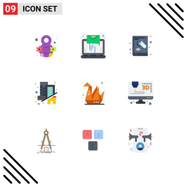 Creative Icons Modern Signs Symbols Design Home Book Estate Experiment — Stock Vector