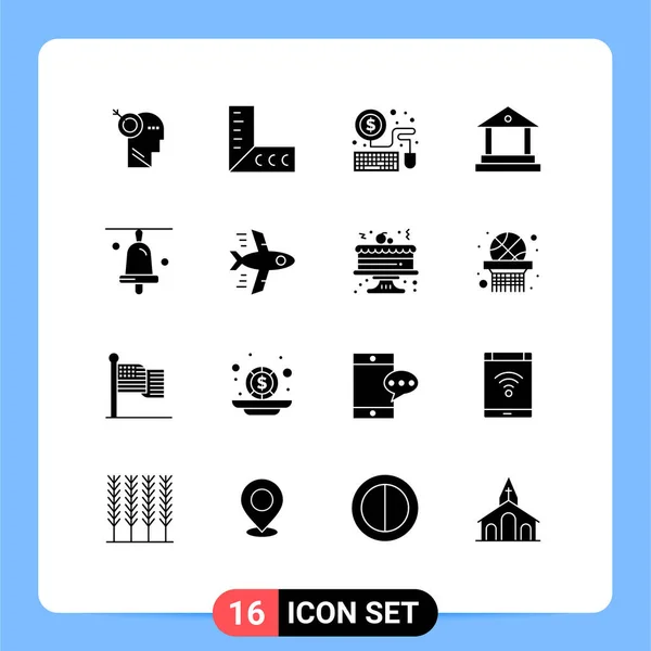 Universal Icon Symbols Group Modern Solid Glyphs Flying School Laptop — Stock Vector