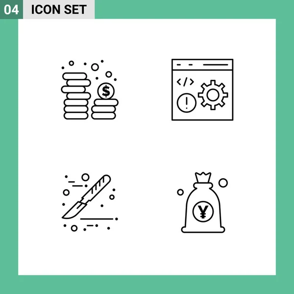 Set Modern Icons Sysymbols Signs Cash Medical Currency Develop Surgery — Vector de stock