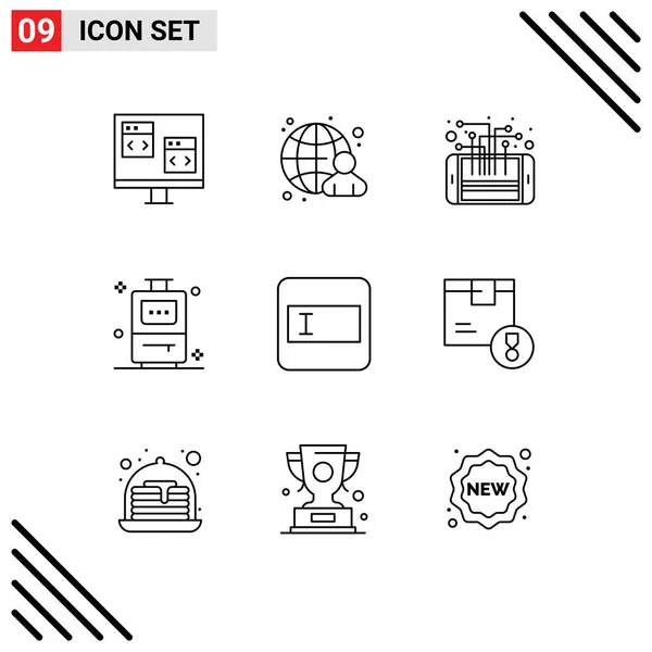 Outline Pack Van Universele Symbolen Van Vorm Reizen Internet Tas — Stockvector