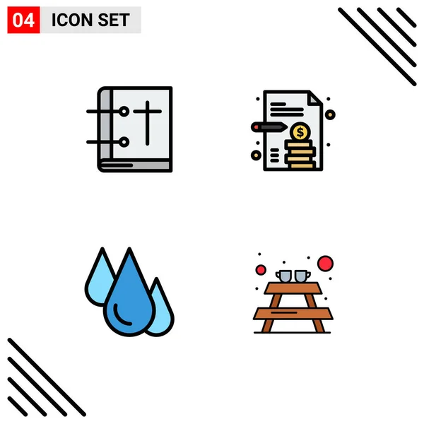 Set Modern Icons Sysymbols Signs Bible Experiment Holy Book Business — Vector de stock