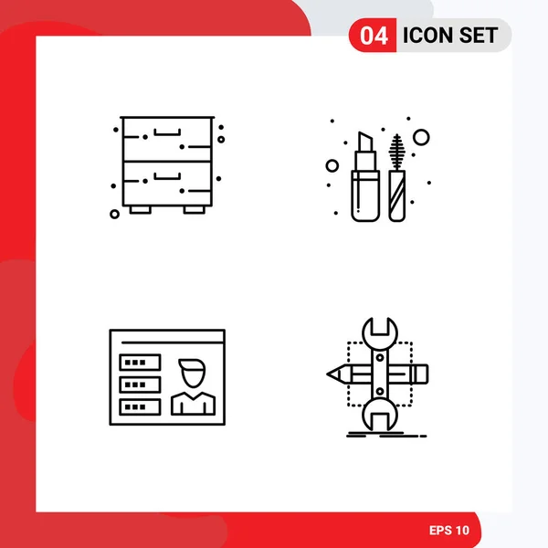 Universal Icon Symbols Group Modern Filledline Flat Colors Cabinet Profile — Vetor de Stock